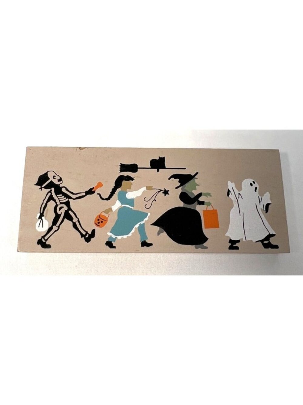 Cats Meow Halloween Wooden Decor Block With Spooky Characters